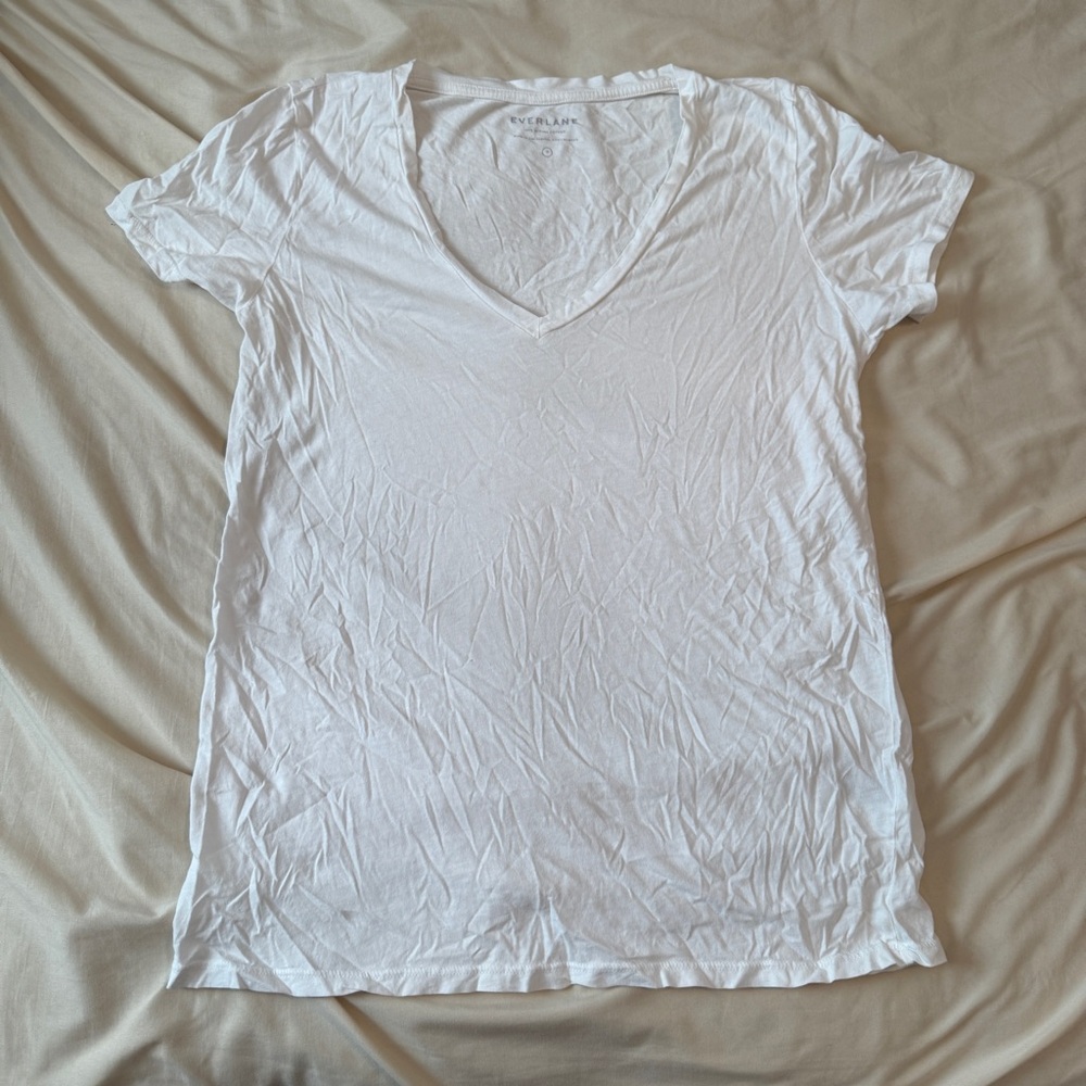 Everlane White Fitted Short Sleeve Tee